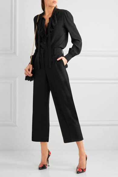 black prada virgin wool high-rise wide-leg cropped pants|Prada Virgin Wool Wide Leg Pants w/ Tags .